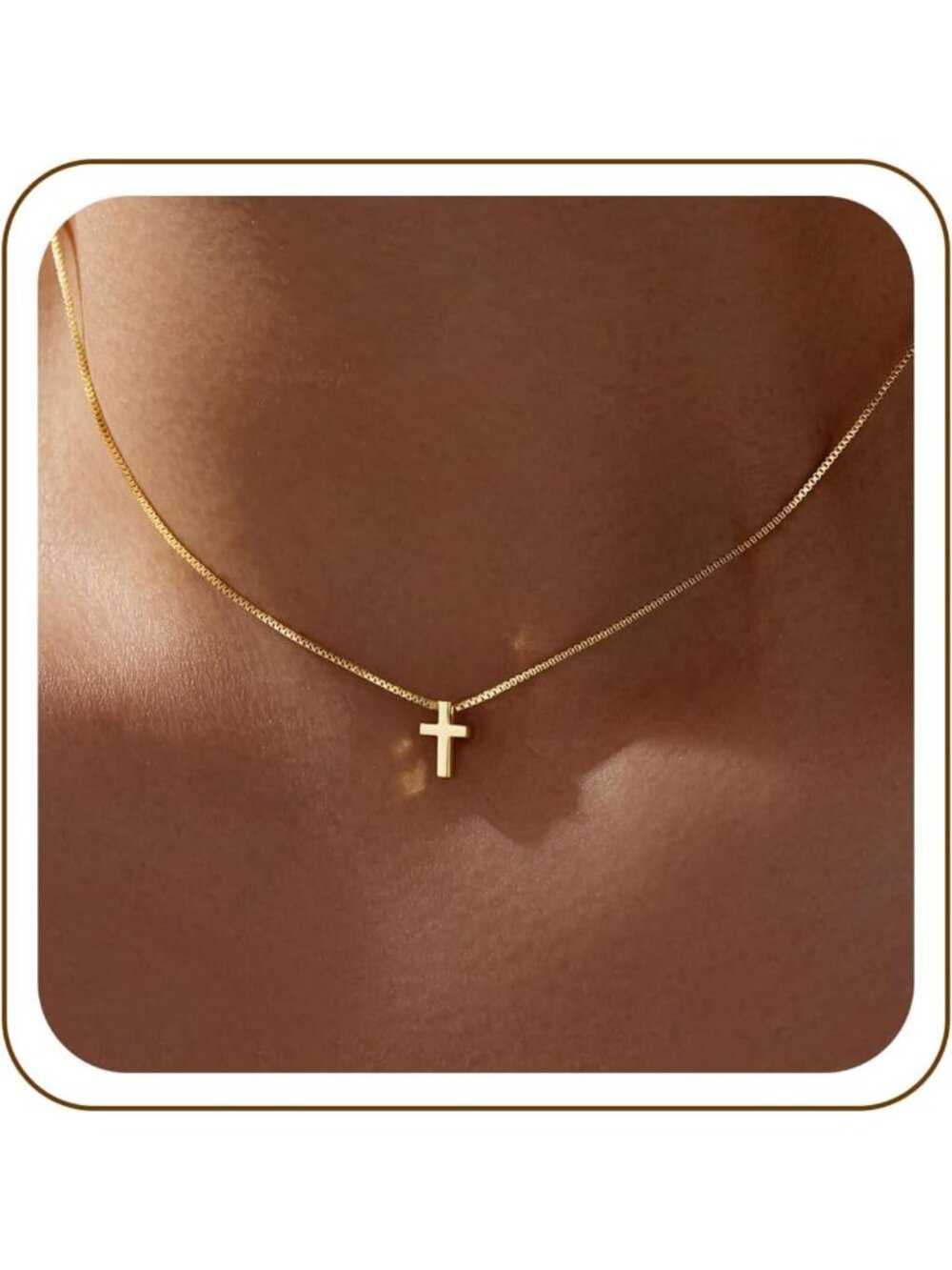 Dainty 14K Gold Silver Plated Cross Choker Necklace for Women & Teens